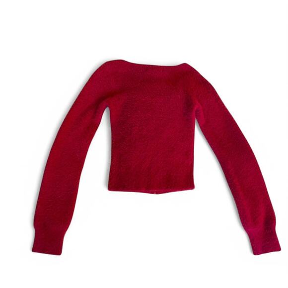 Cherry Red Zip Up Sweater - Picture 2 of 4